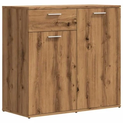 Image of vidaXL sideboard 80x36x75 cm engineered wood storage cabinet with artisan oak finish for living room, office, bedroom
