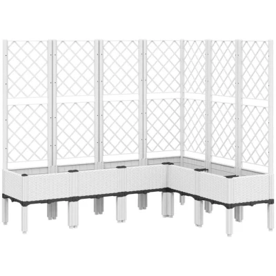 Image of vidaXL Garden Planter with Trellis White 160x120x142 cm PP