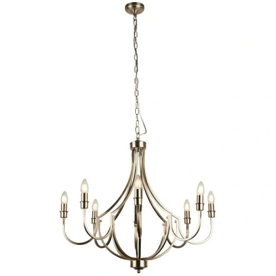 Image of Lodge 8 Light Pendant Satin Silver Metal