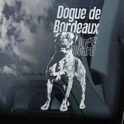 Image of LMMIXEE Dogue De Bordeaux on Board Car Window Sticker French Mastiff Sign Dog Owner Gift Decal Mom Dad Vinyl Die Cut Decals Funny Bumper Stickers