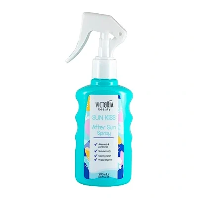 Image of Victoria Beauty Sun Kiss Aloe Vera After Face &amp; Body Spray Cooling Moisturiser with Hyaluronic Acid and Panthenol for Rapid Sunburn Relief, 200ml