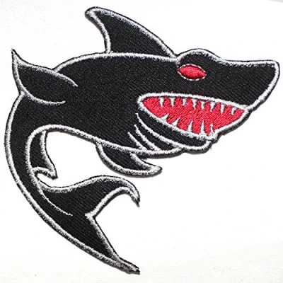 Image of Shark Patch Iron On Sew Embroidery Badge Cartoon