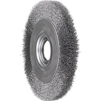 Image of Pferd POS Wheel Brush Wide Crimped RBU Diameter 250X30XVARIABLE Hole Steel Wire 0.30 Bench Grinder