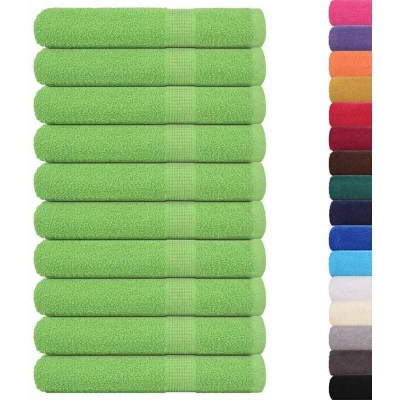 Image of vidaXL Sauna Towels 10 pcs Apple Green 80x200 cm 360 gsm 100% Cotton