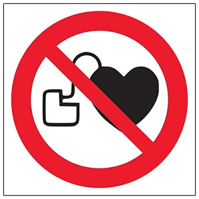 Image of V Safety 51005AT S&#039;No Pacemakers Logo&#039; Sign, Square, 200 mm x (Pack of 3)