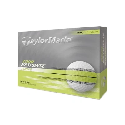Image of TaylorMade 2025 Golf Tour Response Stripe White/Yellow Balls