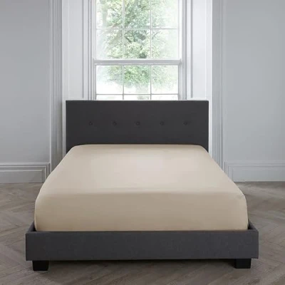 Image of Appletree Natural Double Fitted Sheet (140 x 190 35cm) Plain Bedding Light Bed Soft &amp; Luxury 100% Cotton