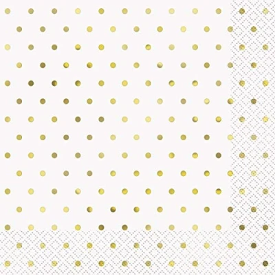 Image of Gold Foil Stamped Dots Luncheon Napkins (16cm) Pack of 16 Perfect for Parties &amp; Events