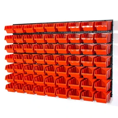 Image of Set of 63 M size IN Box storage bins and wall mounted louvre