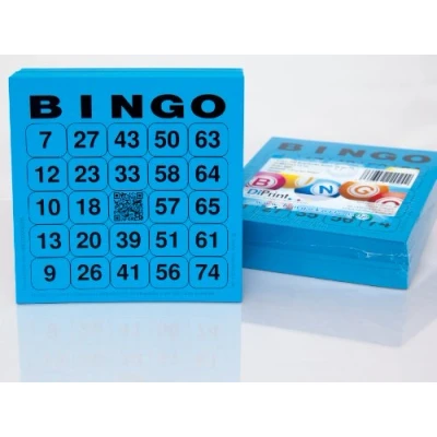 Image of DiPrint 200 large printed Bingo Cards for Seniors System 24 of 75 (blue)