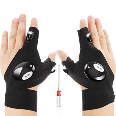 Image of Mudder Mens Gifts for Christmas, LED Gloves with Lights and Screwdriver Fishing Men Flashlight Glove Darkness Places, Fishing, Camping Hiking Tools Gifts(Black)