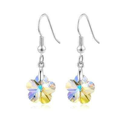 Image of Philip Jones Sterling Silver Aurora Borealis Flower Earrings Created with Zircondia® Crystals