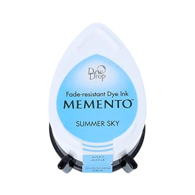 Image of Tsukineko Memento Dew Drop Ink Pads for Stamping Blue, Summer Sky Small Translucent Waterproof, Archival Embossing