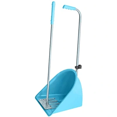 Image of Muck Grabber Stable Mate Manure Collector Long Handle Poop Scoop &amp; Rake Paddock Dock Tidy Ideal for Horse, Pony, Donkey, Dog, Leaves Yard, Stable, Horsebox Garden 80 cm (Sky Blue)
