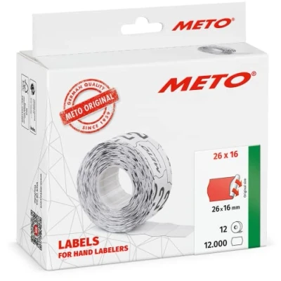 Image of Meto Price Gun Labels (26x16 mm, Two line, Fluorescent red, 12,000 Labels, Permanently Adhesive, for METO, Contact, Sato, Avery, Tovel, Samark etc.)