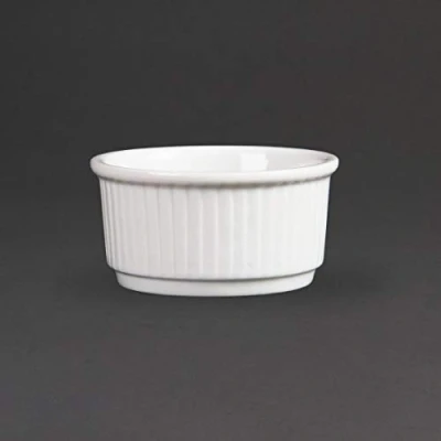Image of Olympia Whiteware Stacking Ramekins 85mm Porcelain Dishes Bakeware 12pc