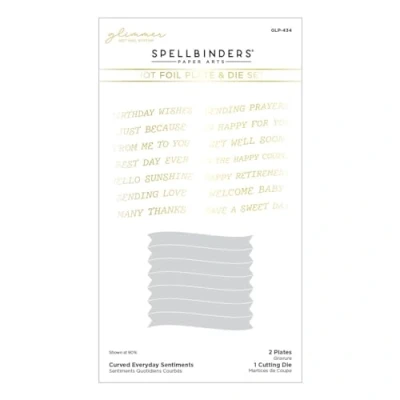Image of Spellbinders GLP 434 Curved Everyday Sentiments Glimmer Plate &amp; Die Set from The Glimmering Flowers Collection