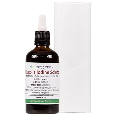 Image of Lugols Iodine Solution 7% 3.4 Oz 100 ml 21% Lugol&#039;s Liquid Formulation Made with 7 Percent and 14% Potassium Iodide Heiltropfen®