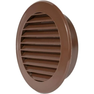 Image of 4&#039;&#039; Inch / 100 mm Plastic Vent Cover Brown Round Soffit Exhaust Ventilation Louver Air Inlet Grille Built in Screen Mesh HVAC