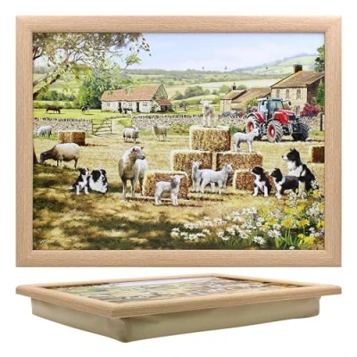 Image of Lesser &amp; Pavey Collie Sheep Laptray Bean Bag Trays With Padded Cushion Suitable For Drinks, Food, Breakfast Laptop Lovely Designed Lap Tray Home Office Macneil Studios
