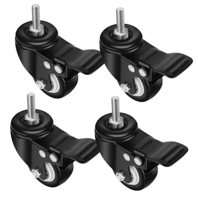 Image of 50 mm Swivel Castor Wheel Castors Heavy Duty Wheels Caster with Brakes for Furniture Set of 4 Black 150kg/Set