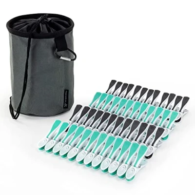 Image of Hangerworld Set Grey Pegs Bag &amp; 48 Plastic Soft Grip Clothes Hanging Basket
