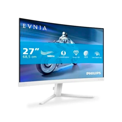 Image of PHILIPS Evnia 27M2C5501 27 inch QHD curved gaming monitor, 180 Hz, 1 ms GtG, FreeSync Premium (2560x1440, 2x HDMI 2.0, 1x DisplayPort1.4) white