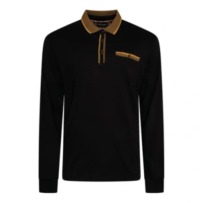 Image of KAM Jersey Polo Shirt Long Sleeve Pocket Cotton Casual Top Mens Plus Size 5509 (UK, Alpha, 7XL, Plus, Regular, Black)