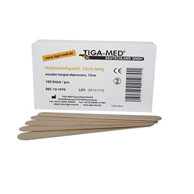 Image of Sunzze Pack of 100 Wooden Spatulas 15 x 1.8 cm for Applying Warm Wax and Hot Hair Removal