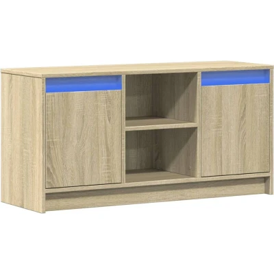Image of vidaXL TV Cabinet with RGB LED Lights Sonoma Oak Engineered Wood, 100x34x50 cm, Modern Media Unit for Living Room/Bedroom