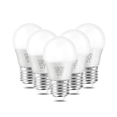 Image of Vicloon LED E27 Light Bulbs, 5 Pcs 3W G45 Golf Ball Bulb, 25W Incandescent Bulb Equivalent, Warm White 3000K, 280LM, No Dimmable