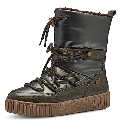 Image of MARCO TOZZI Women&#039;s 2 26298 41 Warmlined Lace Boot, Khaki Metallic, 5