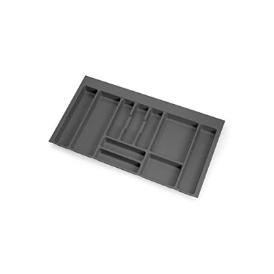 Image of Emuca cutlery organizer, kitchen drawer tray, 10 compartments, 90cm module, Plastic, Anthracite Grey
