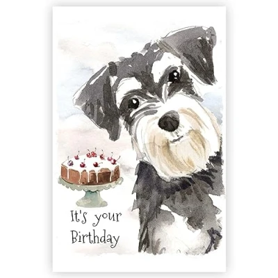 Image of Schnauzer Dog Birthday Card, Greetings Dog.