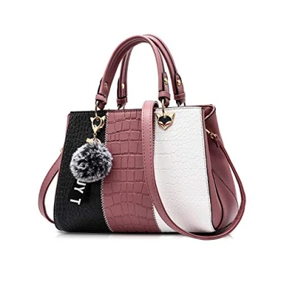 Image of NICOLE &amp; DORIS Fashion Women Handbags Tote Bag for Ladies Shoulder Crossbody Messenger PU Leather Classic Design Pink 1