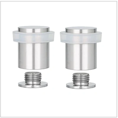 Image of EVI Herrajes Pack of 2 Door Stops 25 x 27 mm Threaded Base White Rubber Stainless Steel Includes Screw + Fixing Plug Model 040811BCBAM
