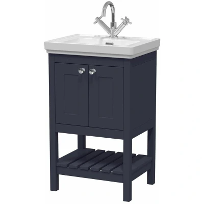 Image of Eastlake Dover Indigo Blue Traditional Freestanding Vanity Unit &amp; Basin 500mm