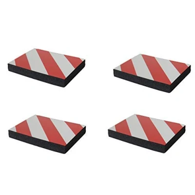 Image of Self adhesive, Thick Rubber Foam Bumpers, for Protection of the Walls and Car Doors, dimensions 9.4&quot;x7.1&quot;x1.2&quot; (24x18x3 cm), with Reflective Strips Red White (Pack 4 pcs)