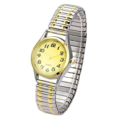 Image of JewelryWe Women&#039;s Ultra Thin Easy Reader Watch with Elastic Strap, Golden for Mothers Day
