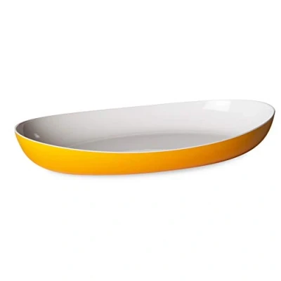 Image of Omada Design Serving Plate or Tray 14,96 x 9,06 inch with White Inside and Outside Colored, Line Trendy, Yellow