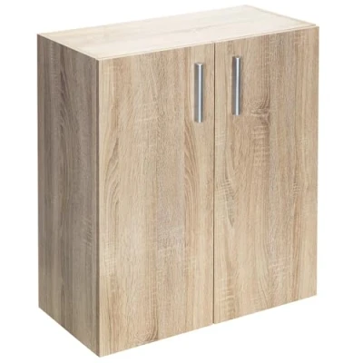Image of CASARIA® Oak Look Vela Bookshelf with 2 Doors Compartments 77 x 60 30 cm Modern Side Cabinet Bookcase Wooden Storage Unit