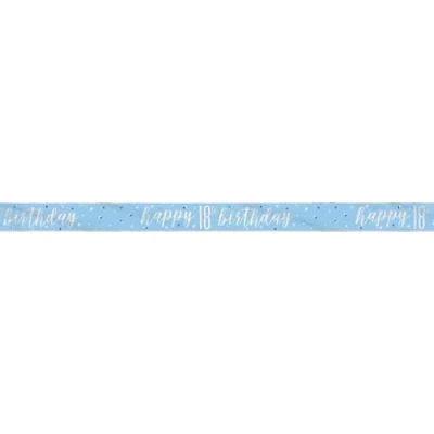 Image of Unique 83478 Blue Prismatic 18th Birthday Foil Banner, 108&quot; 1 Pc, Age 18