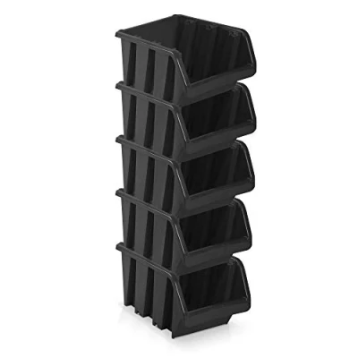 Image of Pack of 5 Storage Boxes Size 3 Black (12 x 19.5 9 cm)