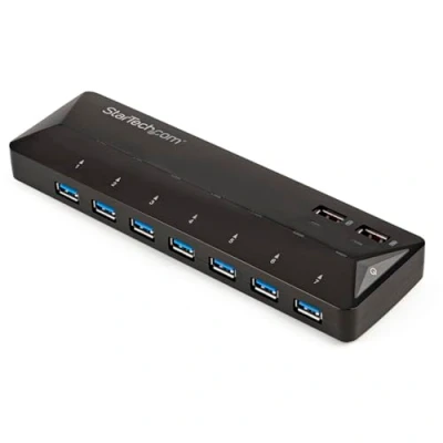 Image of StarTech.com 9 Port USB 3.0 Hub 7 x A, 2 A Fast Charge Ports Multi Powered Charging Station (ST93007U2C), black