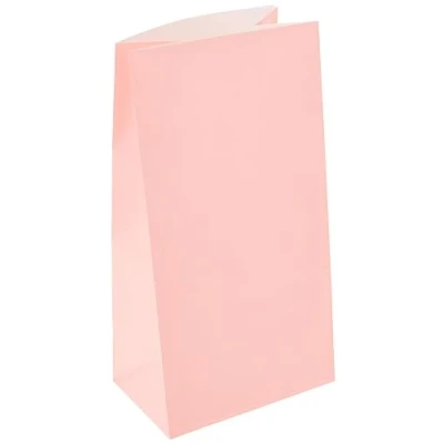 Image of Vibrant Lovely Pink Paper Party Bags (25cm x 13cm) 12 Count Perfect for Celebrations and Events