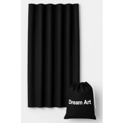 Image of Dream Art Anywhere Portable Blackout Curtain/Adjustable Shades/Temporary Blinds with Suction Cups for Nursery,Children Kids Bedroom Travel Use,Black,1 pc W52xL72Inch(132X183cm)