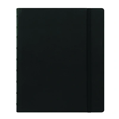 Image of FILOFAX REFILLABLE Notebook Classic, 9.25&quot; x 7.25&quot; Black Elegant Leather Look Cover with moveable Pages Elastic Closure, Index, Pocket and Page Marker (B115901U)