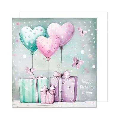 Image of Edition Seidel Premium Square Birthday Card with Envelope Greeting Happy For Her Female Friend Mum Daughter Aunt Grandma Girl Colleague (GQ201 SW024)