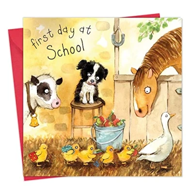 Image of Twizler First Day At School Card with Cute Ducklings Girls Boys Gifts New Good Luck Back to