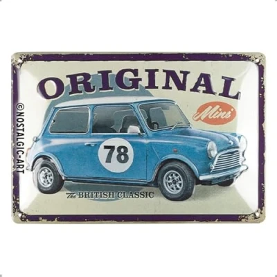 Image of Nostalgic Art Retro tin sign, 20 x 30 cm, Mini The British Classic Gift idea for Cooper fans, made of metal, vintage design